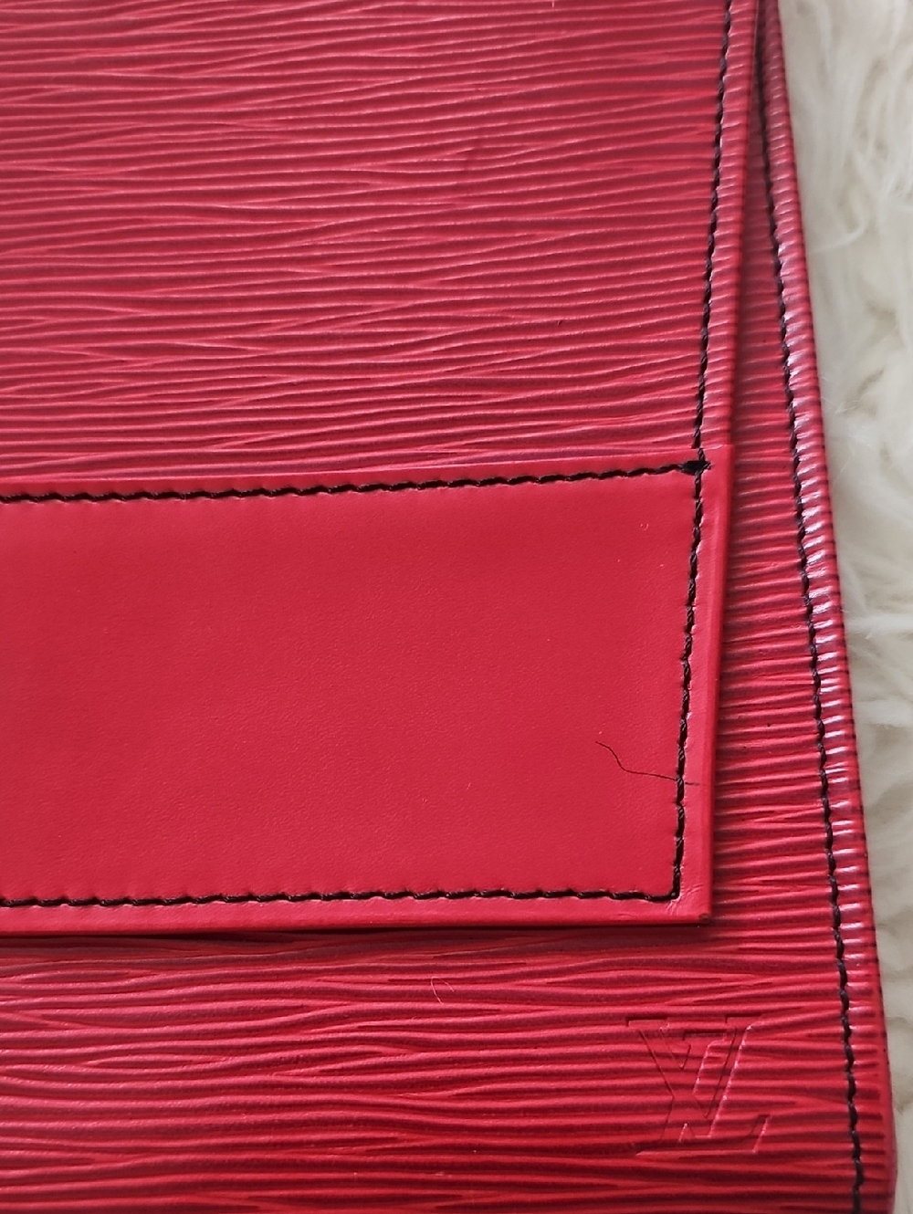 LV Red Epi  Leather Clutch with With Gold Strap